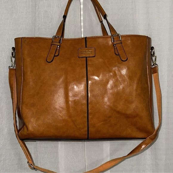 Badgley Mischka Julia Weekender Vegan Leather Camel Large Travel Tote Bag - Picture 5 of 16